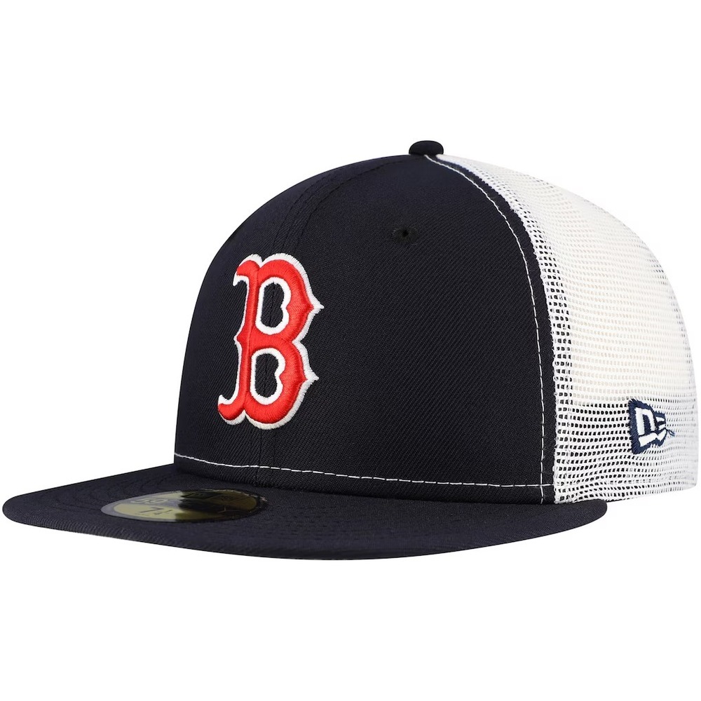Men's New Era Boston Red Sox Hat Team Color 59FIFTY Trucker Fitted Cap